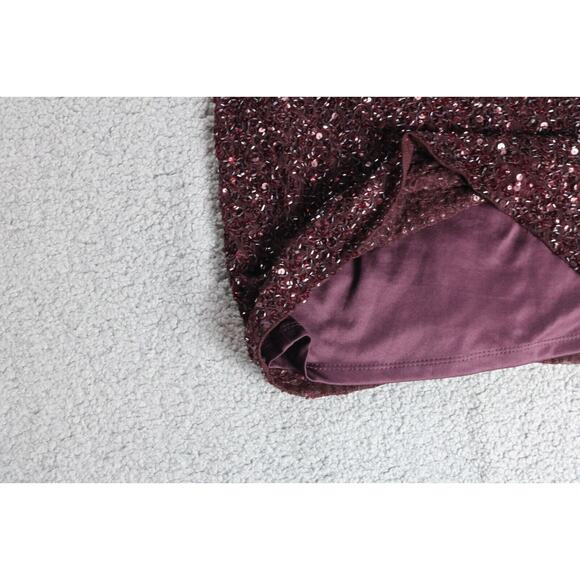 New Mac Duggal Dress 2 Red Burgundy Sleeveless Sequined Midi Sheath 5526 - Picture 10 of 11